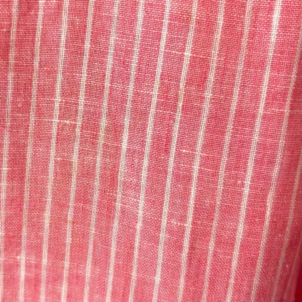 GAP XL linen pink & white stripe deep V collar shirttail tunic